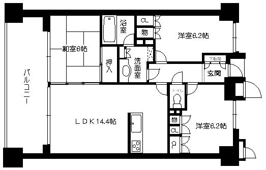 Floor plan. 3LDK, Price 24,300,000 yen, Occupied area 71.58 sq m , Balcony area 12.58 sq m