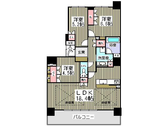 Floor plan. 3LDK, Price 31,800,000 yen, Occupied area 78.56 sq m , Balcony area 14.67 sq m