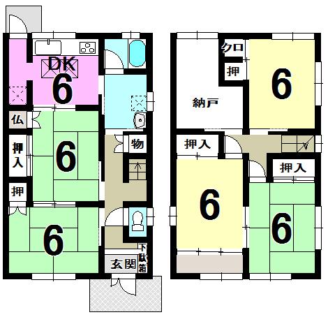 Floor plan. 13.8 million yen, 5DK + S (storeroom), Land area 88.93 sq m , Building area 102.74 sq m