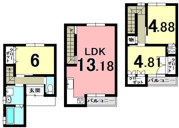 Floor plan. 19,800,000 yen, 3LDK, Land area 45.53 sq m , Building area 72.82 sq m