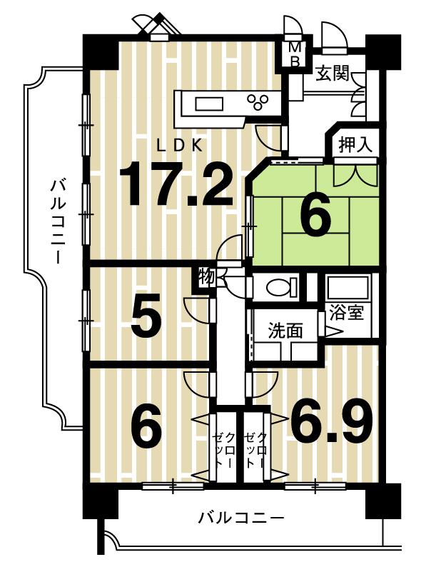 Floor plan. 4LDK, Price 24,300,000 yen, Occupied area 90.95 sq m