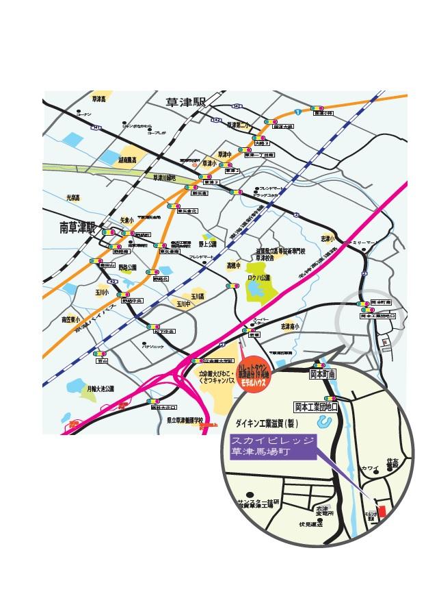Local guide map. Palette Town Kusatsu Oiwake Model house