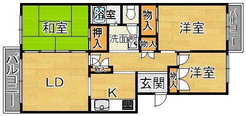 Floor plan. 3LDK, Price 11.8 million yen, Footprint 69.5 sq m , Balcony area 7.34 sq m some floor plans change