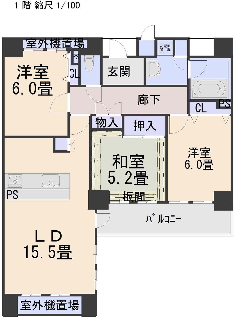 Floor plan. 3LDK, Price 23.5 million yen, Occupied area 74.42 sq m , Balcony area 8.6 sq m