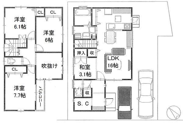 Floor plan. 21,800,000 yen, 4LDK, Land area 114.48 sq m , Building area 98.95 sq m
