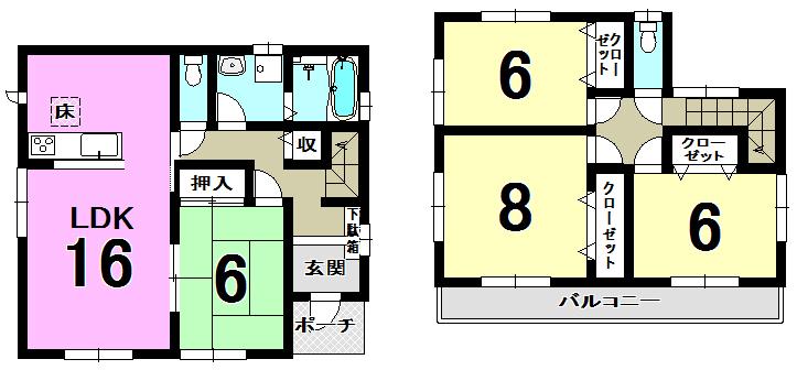 Floor plan. 22,450,000 yen, 4LDK, Land area 165.83 sq m , Building area 104.34 sq m