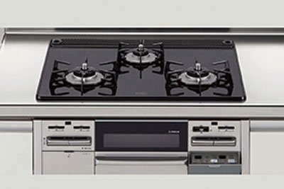 Kitchen.  [Glass top three-necked stove] All mouth Si with a sensor in the popularity of glass top. Furthermore grill both sides Mizunashi type. Timer function is also very convenient with (same specifications)