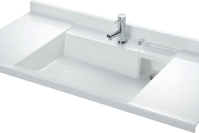 Bathing-wash room.  [LJ bowl counter] Stylish design that was the location of the drain outlet on the right back. Use widely the whole bowl, It is with a wet palette wet things put (same specifications)