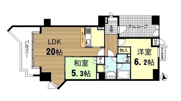 Floor plan. 2LDK, Price 8 million yen, Occupied area 72.75 sq m , Balcony area 9.45 sq m