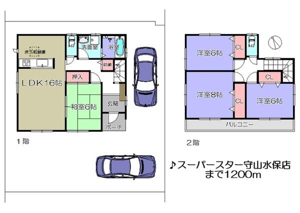 Floor plan. 23,950,000 yen, 4LDK, Land area 165.83 sq m , Building area 104.34 sq m