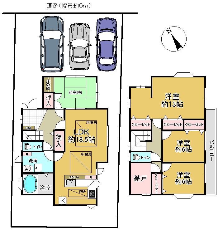 Floor plan. 20.8 million yen, 4LDK + S (storeroom), Land area 165.31 sq m , Building area 128.34 sq m