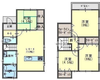 Floor plan. 17.8 million yen, 4LDK, Land area 128.8 sq m , Building area 77.76 sq m