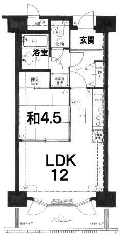 Floor plan. 1LDK, Price 5 million yen, Occupied area 42.65 sq m , Balcony area 8.43 sq m