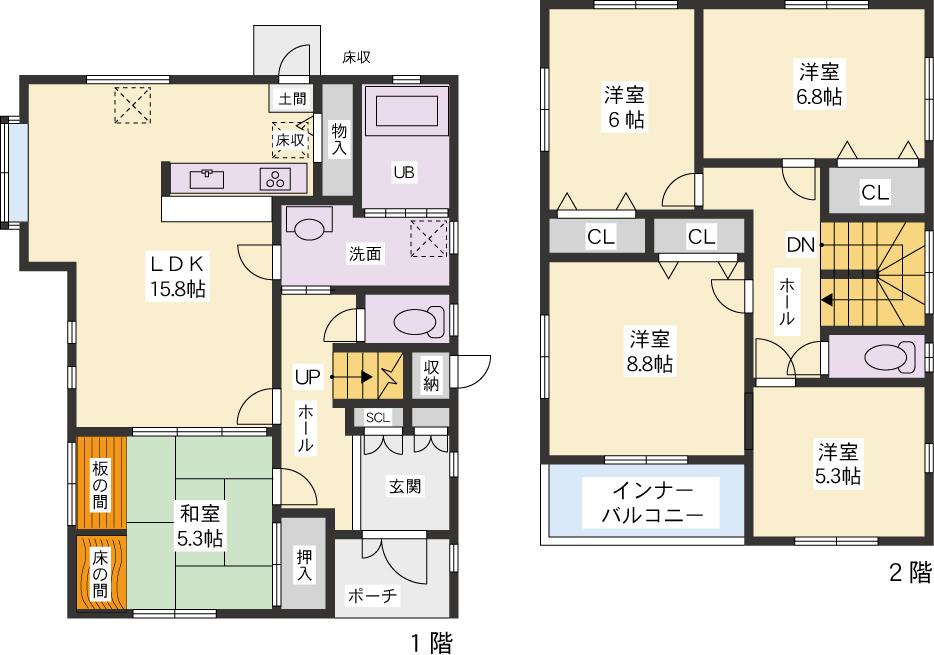 Floor plan. 24,480,000 yen, 5LDK, Land area 153.01 sq m , Building area 121.48 sq m