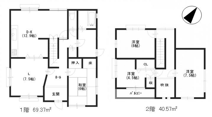 Floor plan. 21,800,000 yen, 4LDK, Land area 181.95 sq m , Building area 109.94 sq m