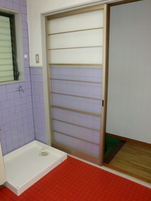 Washroom. It is indoor washing machine Storage