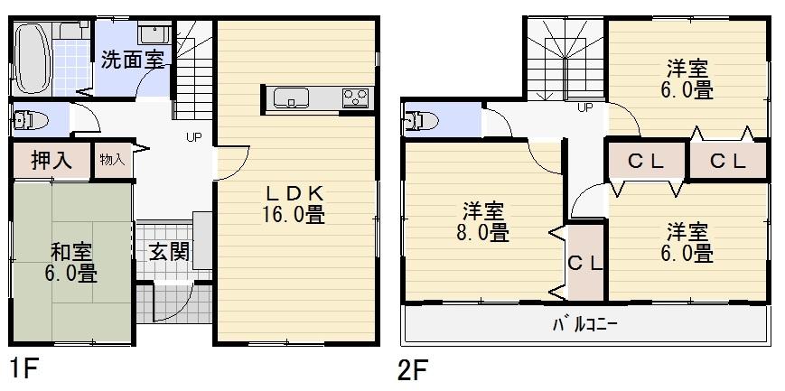 Floor plan. 20.8 million yen, 4LDK, Land area 185.07 sq m , Building area 104.34 sq m