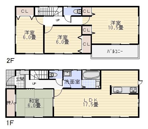 Floor plan. 18,800,000 yen, 4LDK, Land area 213.99 sq m , Building area 105.99 sq m