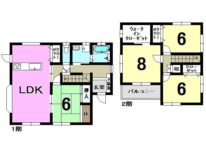 Floor plan. 19,800,000 yen, 4LDK, Land area 154.93 sq m , Building area 107.64 sq m
