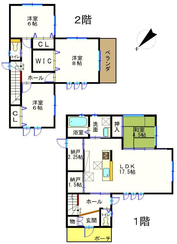 Floor plan. 23.8 million yen, 4LDK + 2S (storeroom), Land area 150.25 sq m , Building area 110.95 sq m