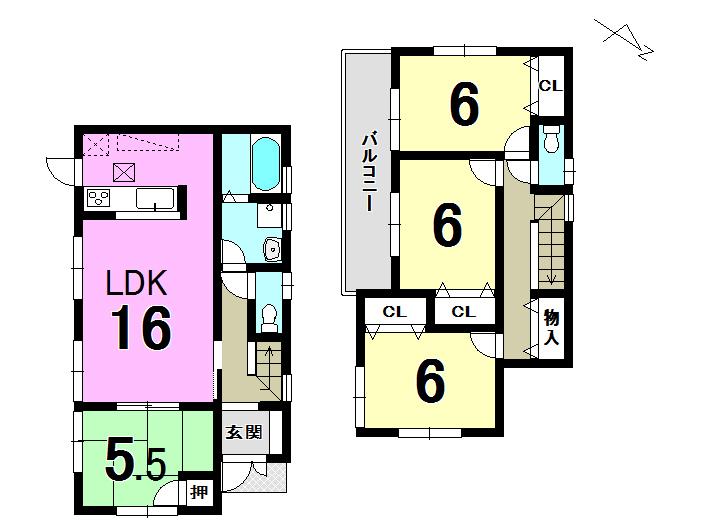 Floor plan. 21,800,000 yen, 4LDK, Land area 214.73 sq m , Building area 95.58 sq m
