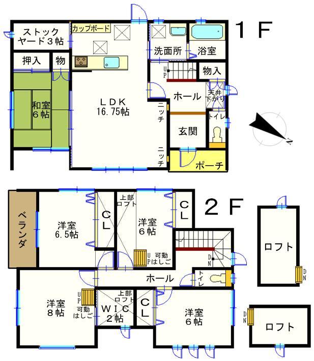 Floor plan. 35,800,000 yen, 5LDK + S (storeroom), Land area 200.54 sq m , Building area 127.1 sq m 5SLDK + loft two