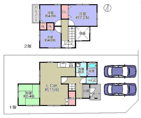 Floor plan. 13.5 million yen, 4LDK, Land area 158 sq m , Building area 91 sq m
