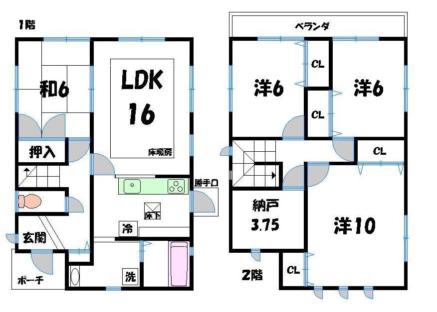 Floor plan. 22 million yen, 4LDK + S (storeroom), Land area 190.99 sq m , Building area 110.96 sq m