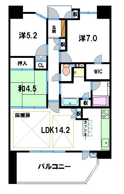 Floor plan. 3LDK, Price 23,900,000 yen, Occupied area 70.46 sq m , Balcony area 13.19 sq m