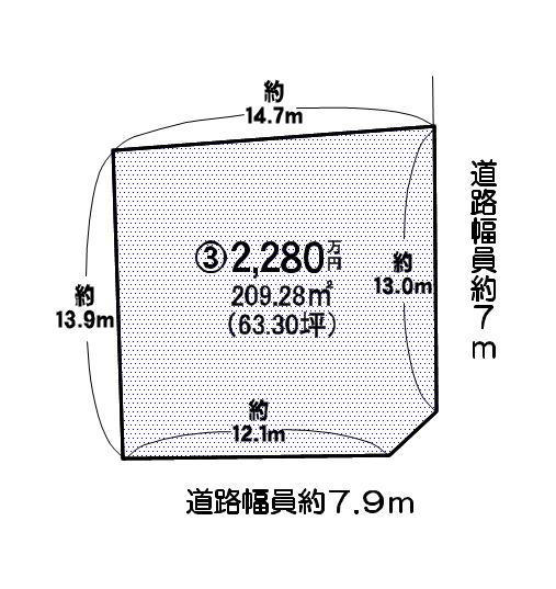 Compartment figure. Land price 22,800,000 yen, Land area 209.28 sq m
