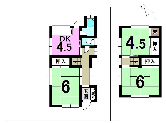 Floor plan. 4.5 million yen, 3DK, Land area 102.16 sq m , Building area 51.94 sq m