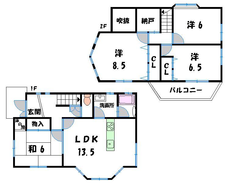 Floor plan. 23.6 million yen, 4LDK + S (storeroom), Land area 145 sq m , Building area 93.96 sq m Floor