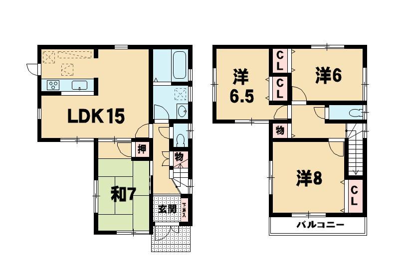 Floor plan. 23.8 million yen, 4LDK, Land area 165.24 sq m , Building area 98.01 sq m