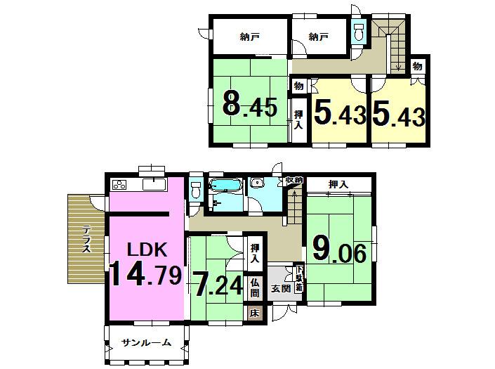 Floor plan. 23.8 million yen, 5LDK + S (storeroom), Land area 200.25 sq m , Building area 145.26 sq m