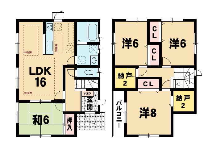 Floor plan. 24,800,000 yen, 4LDK + S (storeroom), Land area 185.33 sq m , Building area 105.99 sq m
