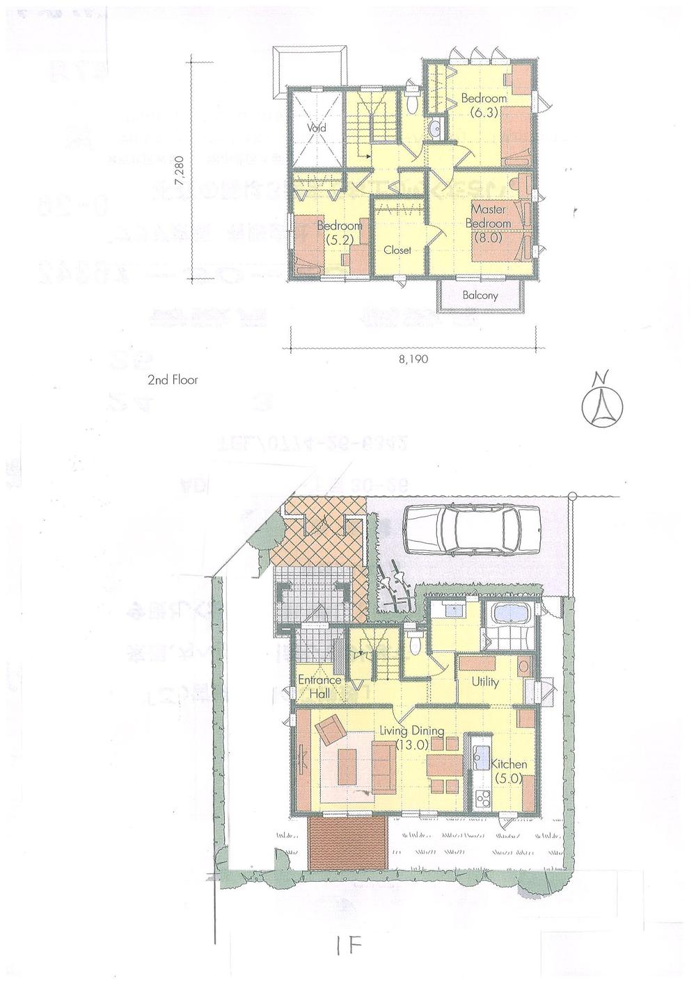 Building plan example (floor plan). Building plan example (No. 6 locations) Building price 17.6 million yen, Building area 110 sq m