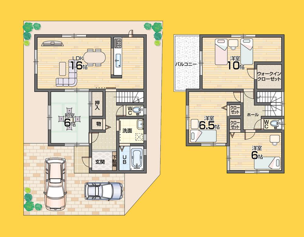 Floor plan. 21,800,000 yen, 4LDK, Land area 138.32 sq m , Building area 105.99 sq m spacious LDK18 quires more All room two-sided lighting