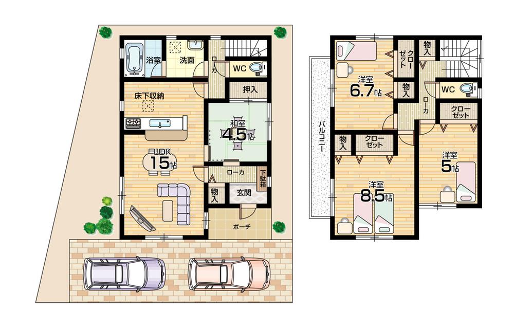 Floor plan. (No. 2 locations), Price 19,800,000 yen, 4LDK, Land area 147.02 sq m , Building area 99.63 sq m