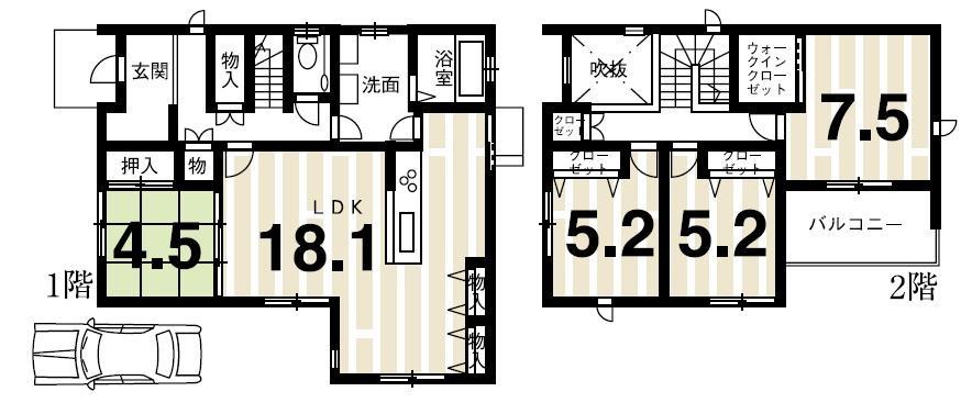 Building plan example (floor plan). Building plan example building price 13,960,000 yen building area 107.16 sq m