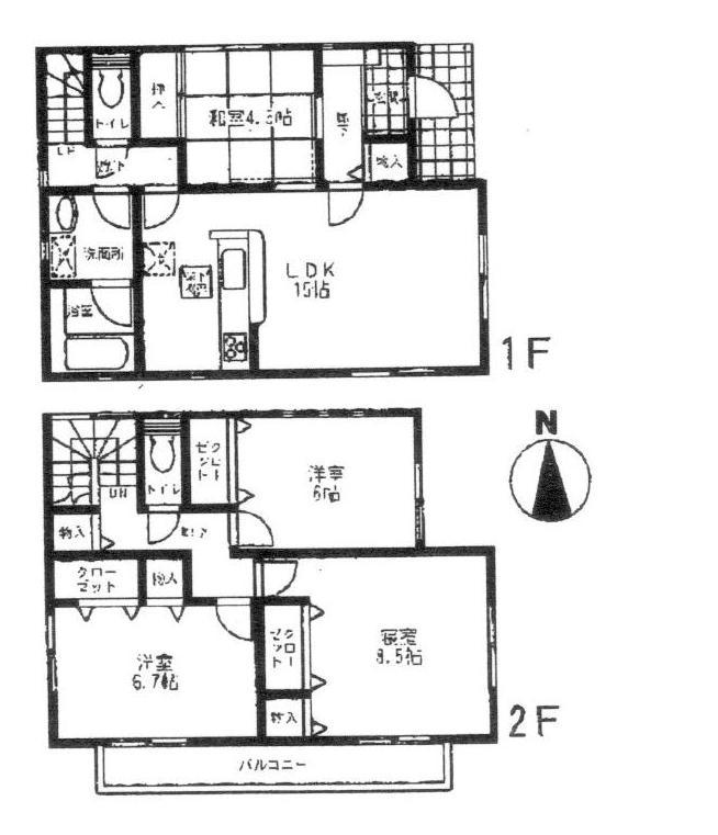 Floor plan. 19,800,000 yen, 4LDK, Land area 147.02 sq m , Building area 96.39 sq m ( 2 Building)