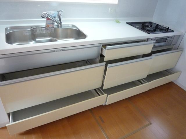 Same specifications photo (kitchen). Same specifications photo (kitchen) Classy production of artificial marble top plate Full slide storage type with a water purifier