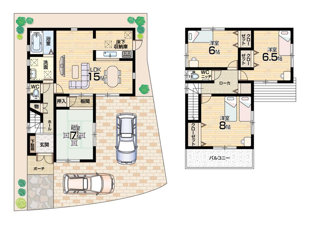 Floor plan. 23,300,000 yen, 4LDK, Land area 142.54 sq m , Building area 98.01 sq m