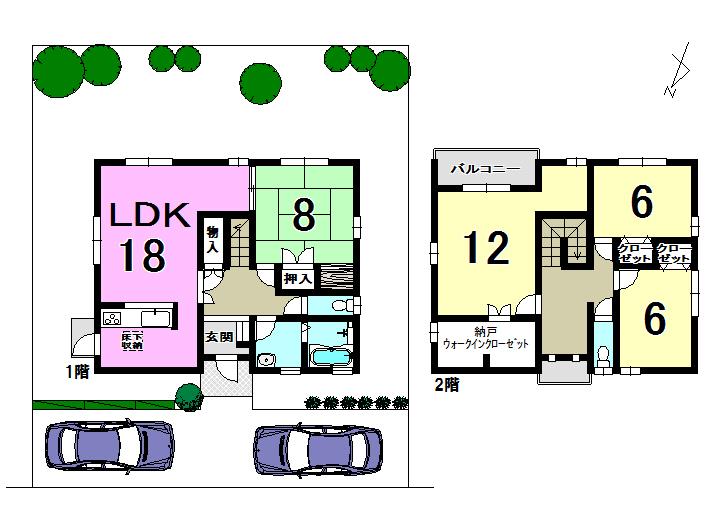 Floor plan. 33,800,000 yen, 4LDK + S (storeroom), Land area 187.52 sq m , Building area 128.34 sq m