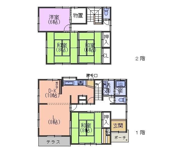 Floor plan. 13.8 million yen, 4LDK, Land area 174.82 sq m , Building area 115.09 sq m