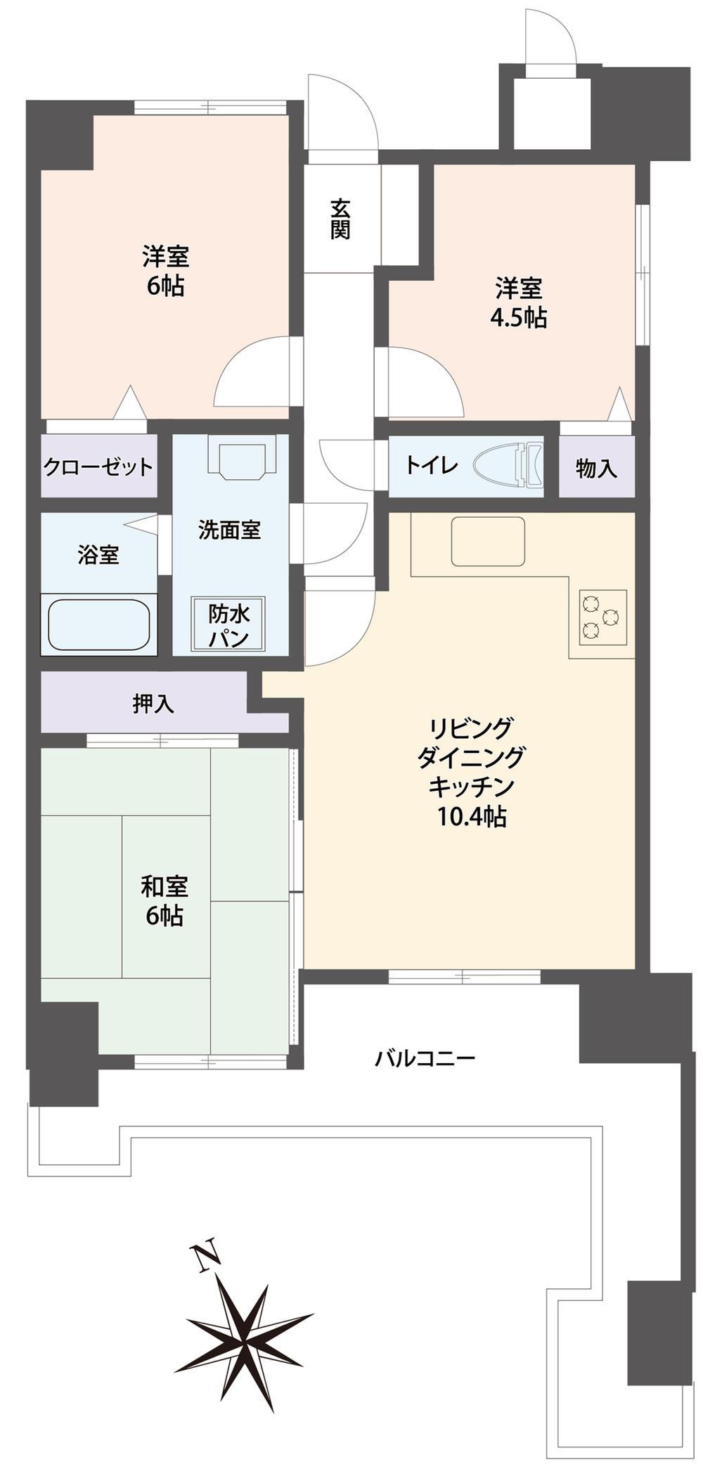 Floor plan. 3LDK, Price 10.4 million yen, Occupied area 60.53 sq m , Balcony area 18.23 sq m