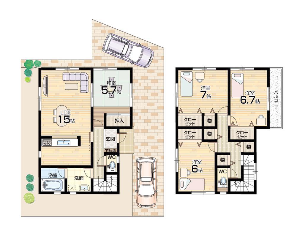 Floor plan. 23.8 million yen, 4LDK, Land area 127.23 sq m , All room south daylighting ensure building area 98.81 sq m, Good per sun bright mansion
