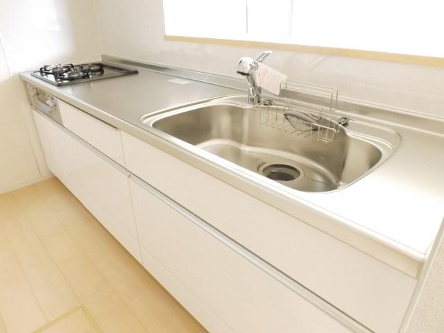 Kitchen. Construction example photo (kitchen) Slide storage type, With built-in water purifier faucet