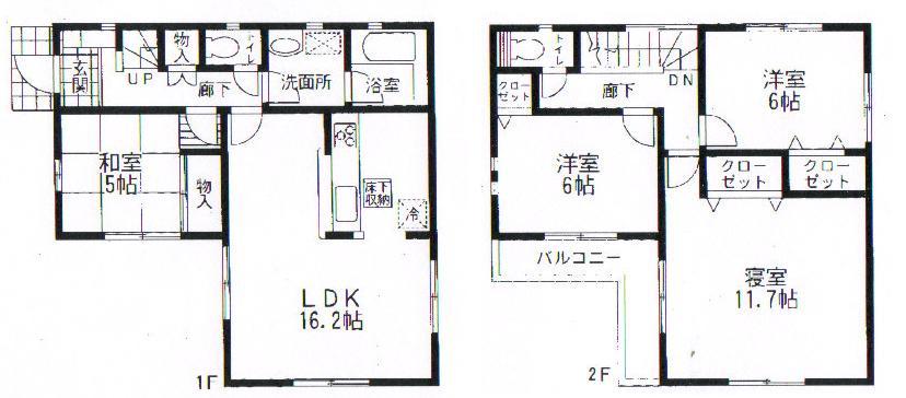 Floor plan. 15.8 million yen, 4LDK, Land area 169.45 sq m , Building area 100.84 sq m 16.2LDK