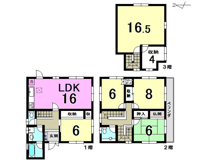Floor plan. 15.8 million yen, 5LDK + S (storeroom), Land area 207.88 sq m , Building area 144.01 sq m
