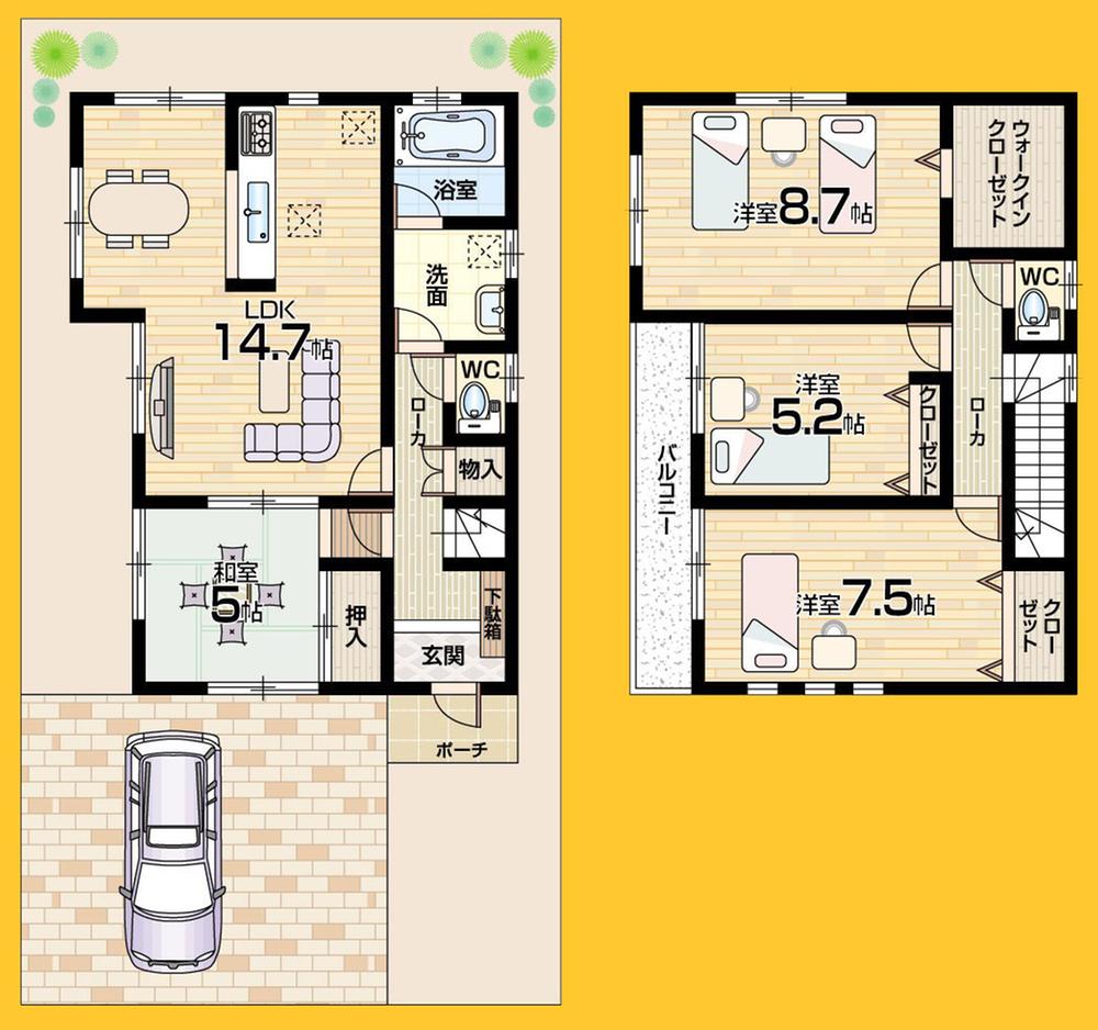 Floor plan. 21.9 million yen, 4LDK + S (storeroom), Land area 130.99 sq m , Building area 97.19 sq m 4LDK + storeroom